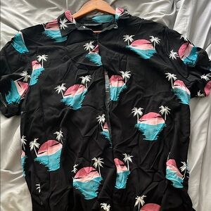 No Boundaries Black and Pink Casual Button Down Shirt